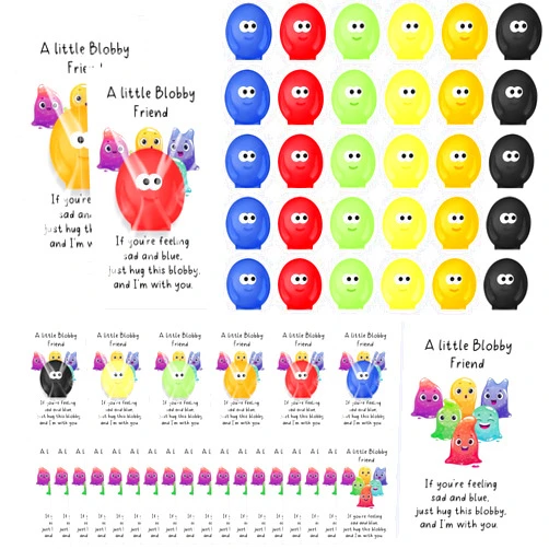 Hollowfly 24 Sets Monsters Friends Gifts Bulk Stress Relief Toys with Positive Cards Squeeze Stress Ball Toys for Adults Squeeze Relief Fidget Toys Inspirational Pocket Hug Gifts Party Favors