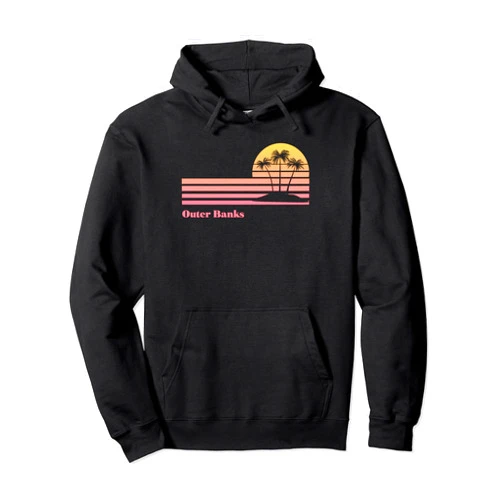 Outer Banks Beach North Carolina Style Outer Banks Beach North Carolina Retro Gradient Sunset Pullover Hoodie