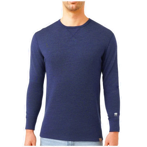 MERIWOOL Mens Base Layer 100% Merino Wool Heavyweight 400g Thermal Shirt for Men Denim Blue