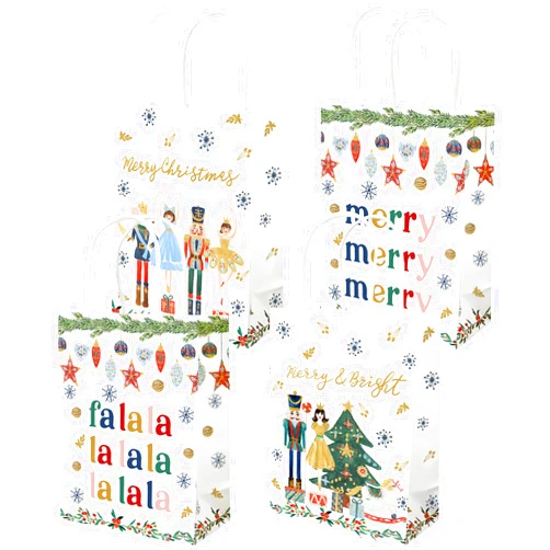 Generic AnyDesign 24 Nutcracker Paper Gift Bags with Handle - Christmas Watercolor Nutcracker Paper Gift Bags for Winter Wedding Birthday Holiday