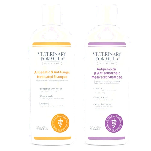 Veterinary Formula Clinical Care Antiparasitic & Antiseborrheic Medicated Dog Shampoo & Clinical Care Antiseptic and Antifungal Medicated Shampoo for Dogs & Cats