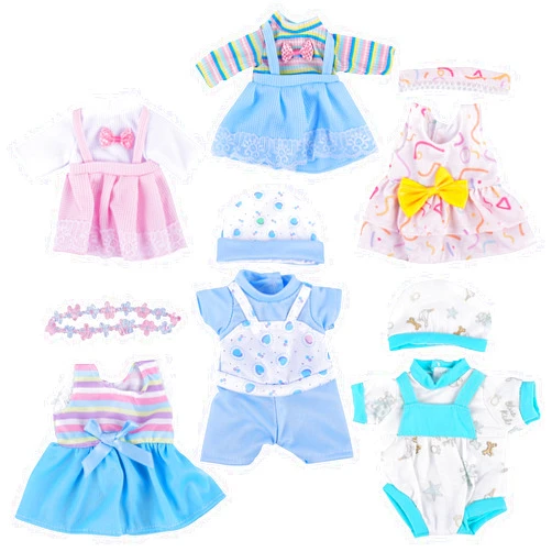 BABESIDE 10 Pcs Baby Doll Clothes for 10-12 Inch Dolls, Baby Doll Clothes Outfits, Doll Accessories Jumpsuit, Skirts and Hat for Newborn Baby Doll Boy&Girl