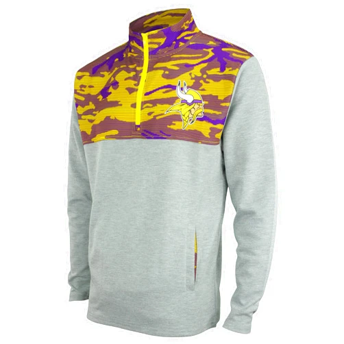 Zubaz Men's NFL Gray 1/4 Zip Fleece Pullover With Camo Lines