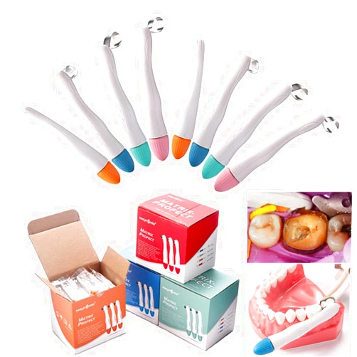 Easyinsmile Dental Pro Matrix Bands Interproximal Metal Matrices System Adjustable Matrix Ring for Molar/Premolar Restoration (50PCS 4.5MM Curved)