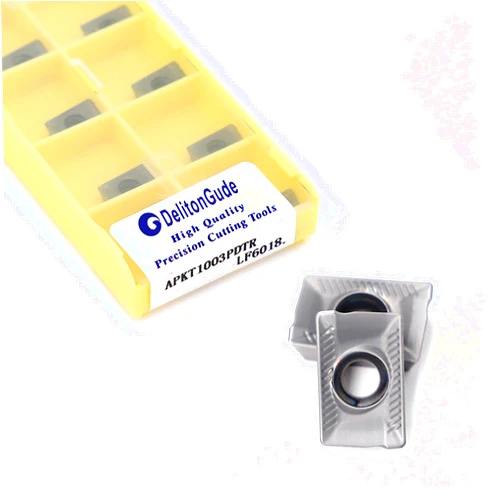 DelitonGude 10pcs APKT1003PDTR CNC Lathe Indexable Solid Carbide Milling Turning Insert for The Finishing of Steel and Other Metal (APKT1003PDTR LF6018)