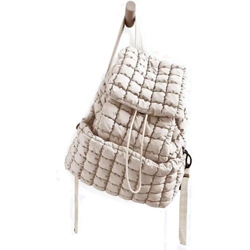 COFIHOME Quilted Puffer Backpack Purse for Women Fashion Ladies knapsack Anti-theft Top Flap Drawstring 14 Inch Laptop Lightweight Pack Padding Travel Hiking Gym Rucksack Bag,Brown