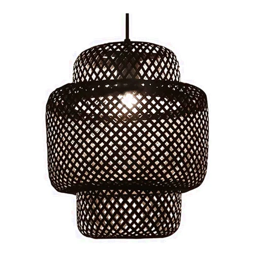 SHUICAO Pure Handmade Black Woven Wicker Chandeliers丨Balcony Corridor Gazebo Hollow Hanging Lamp丨LEDE27 Light Source Pendant Lightled丨Modern Simple Household Lighting Fixtures丨Diameter 38cm