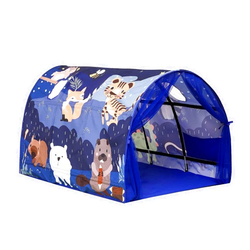 CRAWLBO Kids Bed Tent Twin Beds -Zoos Wonder Play Tents Boys Girls Ventilated Indoor Play Tent Children Promotes Independent Play, Stimulates Imagination Set-Up Playhouse (Zoos)