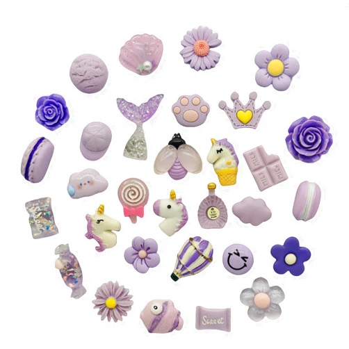 Miswee Random Styles 32 pcs Color Series Resin Fridge Magnet Set Refrigerator Magnetic Sticker whiteboard Home Kitchen Decoration Office Supplies Photo Souvenir (Purple)
