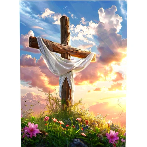 MaiYiYi Jesus Good Friday Diamond Painting Set 5D Full Round Diamond Painting God Cross Diamond Painting by Numbers Prayer Cross Diamond Painting for Adult Beginner Home Wall Art Decor (30X40 CM)