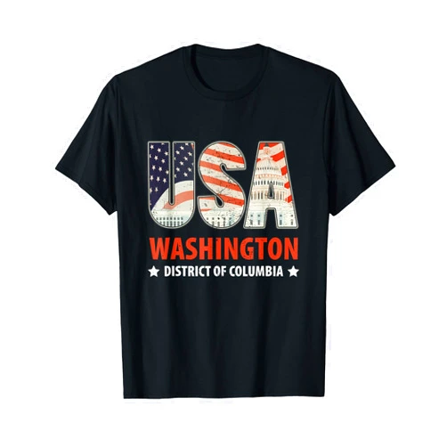 Adel's Holiday Gift And Souvenir Capitol Building American Flag Inside Letters USA Washington T-Shirt
