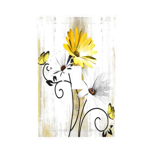 Groeuog Yellow Flower 1 Gang Light Switch Plate Cover Single Toggle Decorative Abstract Wall Plate Electrical Switchplate for Kitchen Bathroom Home Decorate