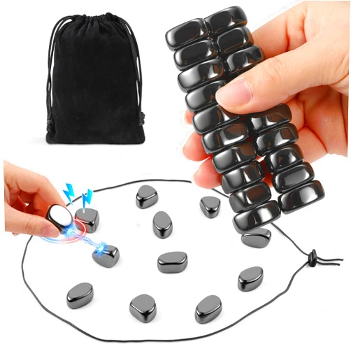 Vinncalri Upgraded Magnetic Chess Game Set with 20 Larger Black Stones & Rope, Exciting Magnet Game for Family Party Travel Camping, Fun Strategy Puzzle Game for Adults
