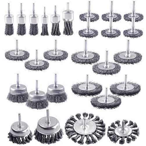 Rocaris 28 Pcs Carbon Steel Wire Wheel Brush for Drill Set, Cup Brush, Wheel Brush & Pen Brush Set with 1/4-Inch Shank for Rust Removal/Corrosion/Paint and Scrub Surfaces, Brush Drill Attachment Set