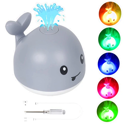 Leipal 2024 Rechargeable Whale Bath Toys Light Up Spray Water Bathtub Toys for Kids Sprinkler Baby Bath Toy for Toddlers Boys and Girls (Rechargeable White)