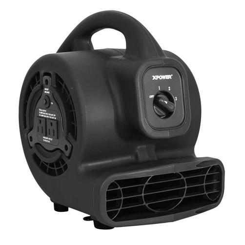 XPOWER P-80A Mini Mighty 138 W 600 CFM Centrifugal Air Mover, Carpet Dryer, Floor Fan, Blower, Stackable, Daisy Chain, for Water Damage Restoration, Janitorial, Plumbing, Home Use, Black