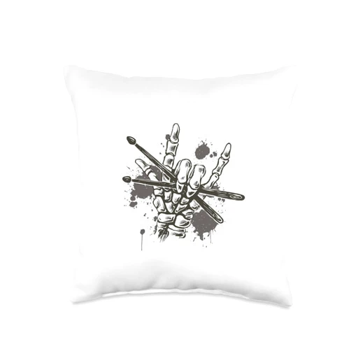 Musikinstrumente Gitarristen lustige Sprüche Comic Chip Fork with Drumsticks for Men Women Children Throw Pillow, 16x16, Multicolor