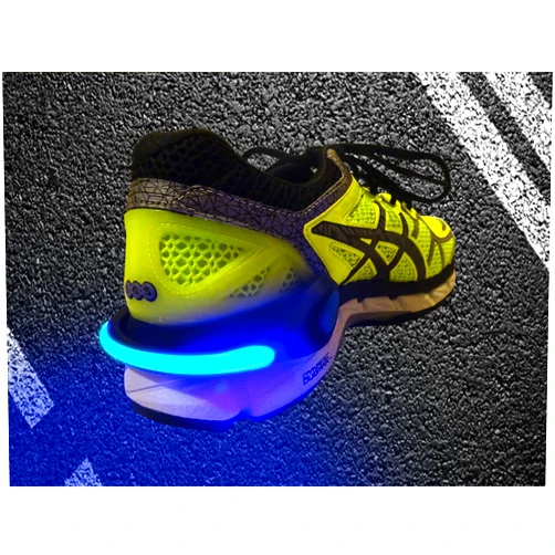 Schatzii | Firefly Running & Biking Safety Light | Comfortable & Lightweight | Be Seen and Stay Safe at Night | Easily Clips to Any Shoe | Replaceable Battery | Blue | Sold Individually