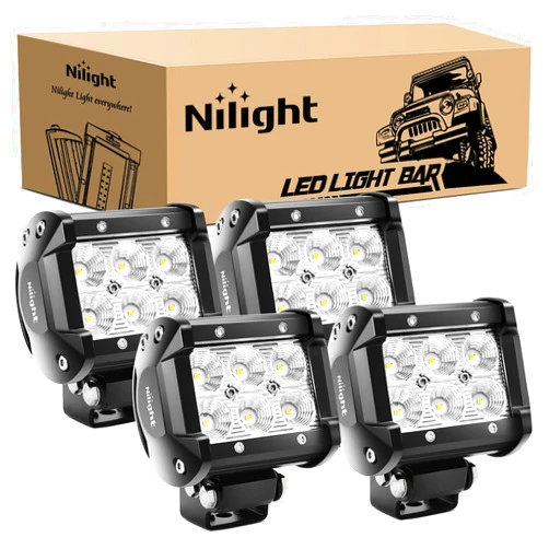 Nilight LED Pods 4PCS 18W 1260lm Flood Light Bar Driving Fog Off Road Lights Work 24V 12V For Motorcycles Van Camper Wagon Car Pickup ATV UTV SUV Truck Boat