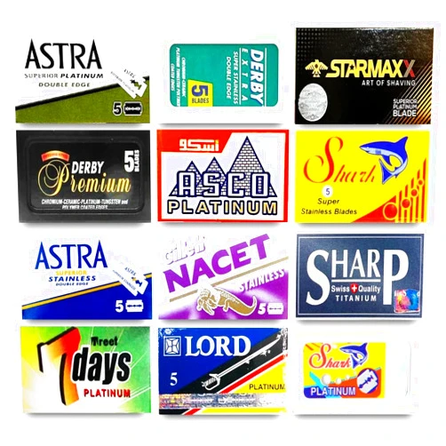 Razor Blades Club Astra-Derby-Shark-Starmaxx-Sharp-Lord 60 Quality Double Edge Razor Blades Sampler (12 different brands)