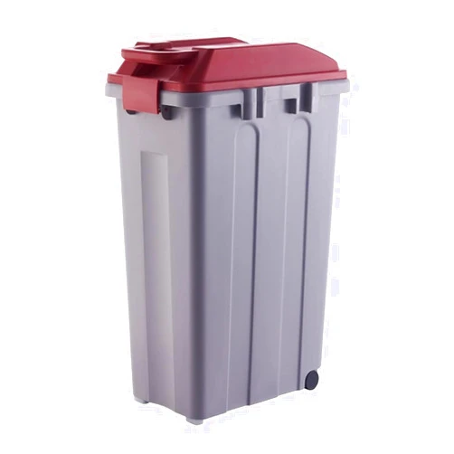 YUJUNDZSW Outdoor Garbage Can Trash Can with Cover, Large-Capacity Classified Trash Can, 25/35/45L Trash Can with 2 Wheels, for Indoor and Outdoor Use Large Trash Can(Rosso,45L)