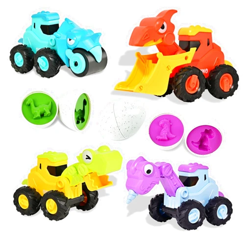 IIROMECI Press and Go Car Toys for Toddlers 1-3, Baby Dinosaur Truck & Dinosaur Eggs, Infant Play Vehicle Set Push Go Friction Car Toys for 1 2 3 Year Old Boys Girls Birthday Gifts