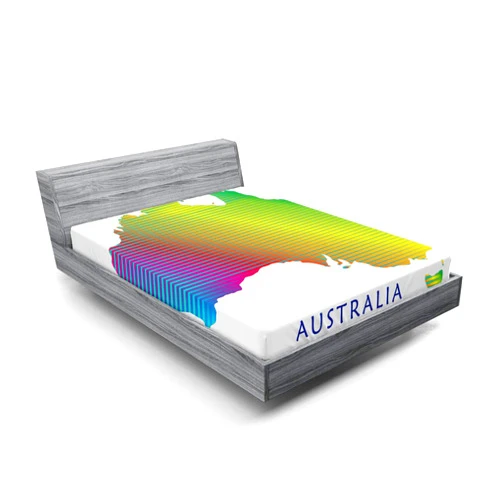 Ambesonne Australian Party Fitted Sheet, Continental Australia with Rainbow Stripes Style Map Illustration, Bed Cover with All-Round Elastic Deep Pocket for Comfort, California King, Multicolor