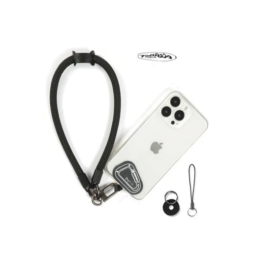 project-cb Hand Wrist Phone Strap,Phone Lanyard Patch ×2,Cell Phone Case Holder,Wristlet Strap for Key,AirPods,Camera (Black, 15.7inch)