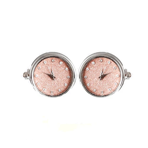 Firbngc Men's Cuff Links Clock Cufflinks Watches Cufflinks Gold Cuff Link Classic French Business Shirt Accessories for Fashion Men Father's Day Lover Friends Birthdays Wedding Anniversaries 2.2/0.8in (pink)