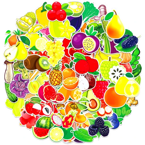 ArtCreativity Assorted Fruit and Vegetable Stickers for Kids - Set of 100 Food Stickers - Includes 50 Vegetable Stickers and 50 Fruit Stickers - Colorful Water Bottle Stickers - Bulk Stickers for Toddlers
