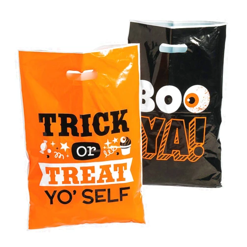 Fun Express Trick or Treat Yo Self Funny Sayings Halloween Bags (bulk set of 12) Party Supplies