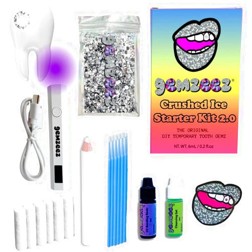Gemzeez Original DIY Tooth Gemz Starter Kit – Temporary Cosmetic Crystal Gems for a Sparkling Smile – Easy At-Home Application