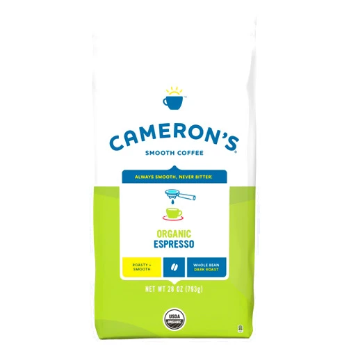 Cameron's Coffee Organic Espresso Whole Bean Coffee, Dark Roast, 100% Arabica, 28-Ounce Bag, (Pack of 1)