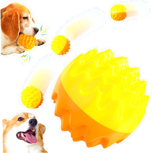 Generic Squeaky Dog Ball Toy for Aggressive Chewers - Dental Dog Toy for Healthy Teeth & Gums - Spiky Ball Durable Floatable Rubber Pet Toys - Mental Enrichment - All Breed Sizes