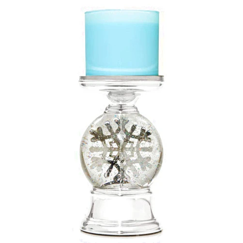 White Barn Candle Company Bath and Body Works 3-Wick Candle Holder Compatible with White Barn Bath & Body Works 3-Wick Candles - Water Globe Musical Snowflake Pedestal (Candle NOT Included)