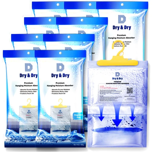 Dry & Dry 9 Packs [Net 14 Oz/Pack] Moisture Absorbers for Home, Basement & Bedroom - Small Dehumidifiers