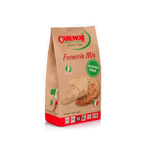 Caremoli Gluten Free Focaccia Bread Mix, Vegan, Gluten-Free, Egg-Free, Dairy-Free Bread & Pizza, Kosher, Non-GMO Focaccia Mix