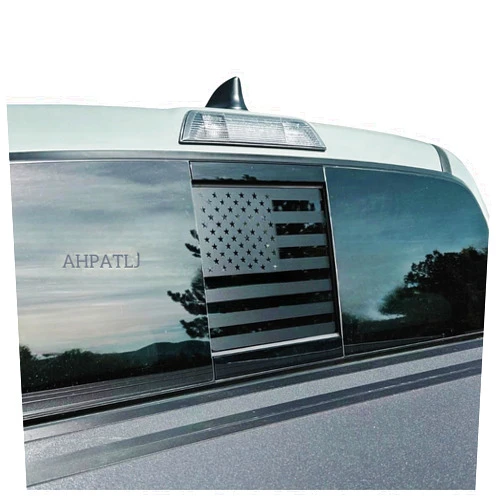 AHPATLJ Rear Middle Window American Flag Decal for Toyota Tacoma 2016-2023 Trucks Black USA Flag Vinyl Stickers Fits Back Centre Sliding Window Glass,Precut,Waterproof (Matte Black)