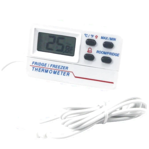 JUNLIXN Digital Refrigerator Thermometer, -50 °C to 70 °C Digital Fridge Freezer Thermometer Temperature Warning Alarm LCD Display Fridge Refrigerator Freezer