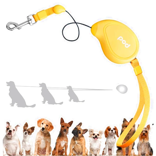 Lanpod Retractable Tangle-Free Dog Leash Tractor for Small Large Medium Dogs, Mini Portable Pet Walking Leash with Automatic Shrinkable Cords Strong Nylon Tape One-Hand Brake, Pause, Lock Mango Shape (Mango)