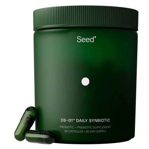 Seed DS-01 Daily Synbiotic - Prebiotic and Probiotic (60 Capsules) - 53.6 Billion AFU - Digestive Health, Gut Health, and Immune Health - Multi-Strain Probiotics for Women & Men - Vegan & Shelf-Stable