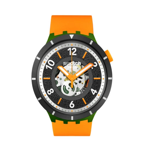 Swatch Unisex Casual Watch Orange Bioceramic Quartz Fall-IAGE
