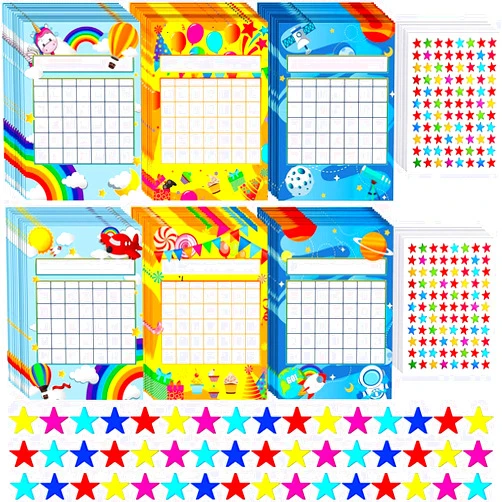 Outus 74 Pieces Sticker Chart for Classroom Home Incentive Chart Reward Chart for Kids Behavior Kids Chore Chart with 1760 Colorful Star Stickers