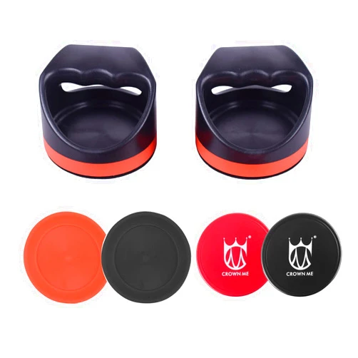 CROWN ME Air Hockey Pushers and Air Hockey Pucks, 2PCS Striker with 2PCS Plastic Pucks and 2PCS Logoed Aluminum Pucks