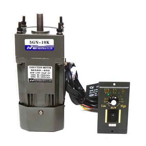 DRIKH Gear Motor AC 110V 60W, Variable Speed Adjustable Controller Governor Geared Motor,10K 0-135 RPM Adjustable Variable Speed Large Torque(60W 10K)