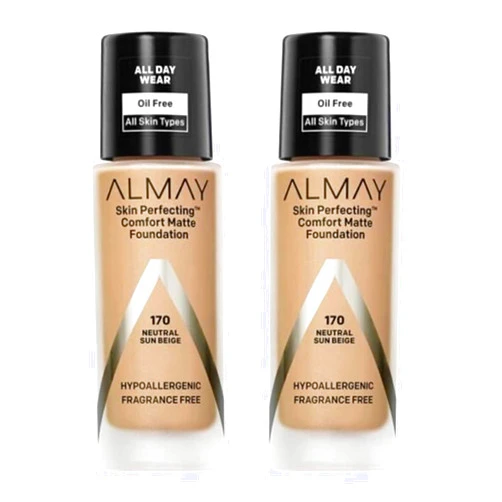 Almay Pack of 2 Almay Skin Perfecting Comfort Matte Foundation, Neutral Sun Beige 170
