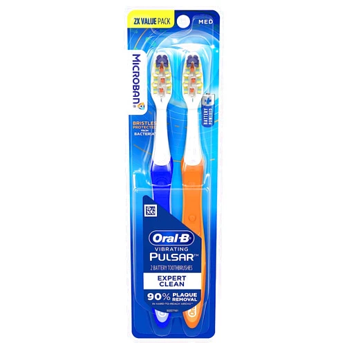 Oral-B Pulsar Expert Clean Battery Toothbrush, Medium, Tooth Brush Pack of 2, (Packaging may vary), Oral Care