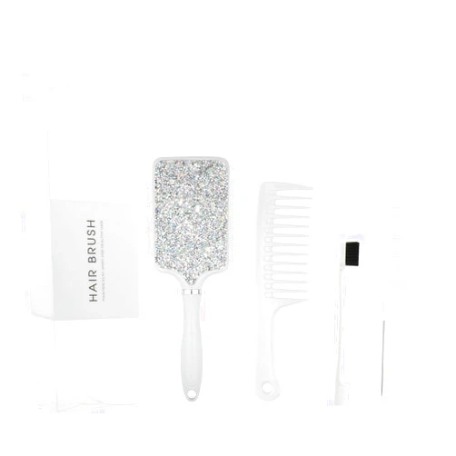 Luovce Hair Brush Set Anti Static Massage Vent Hair Brush Detangling Brush with Wide-toothed-comb Paddle Brush for Women Men Multicolored Silver Colour…