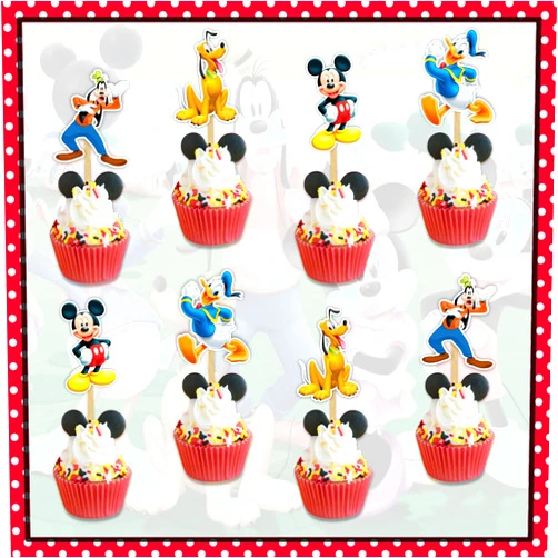 Seyal Micky Mouse Cupcake Topper Decorations for Birthday Party – Character Cupcake Picks – Mouse Theme Cupcake Decor – Baby Shower & First Birthday Party Supplies – Fun Cake Picks for Micky
