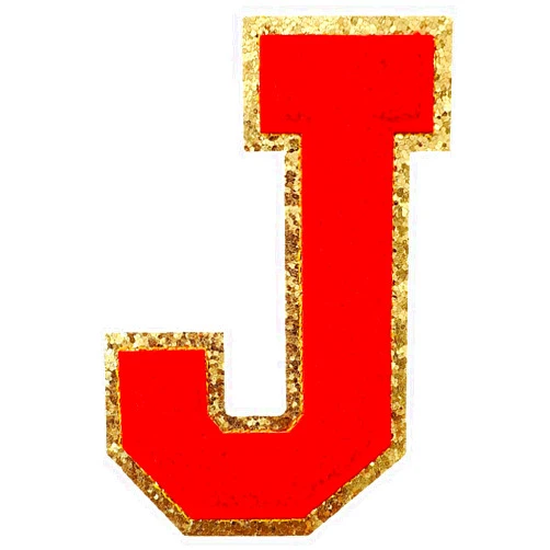 TACVEL 3PCS Chenille Letters Patch, Iron on Large Size Varsity Glitters Letter Patches for Team Costume Decoration, Height 4-1/2In, Red Letter J